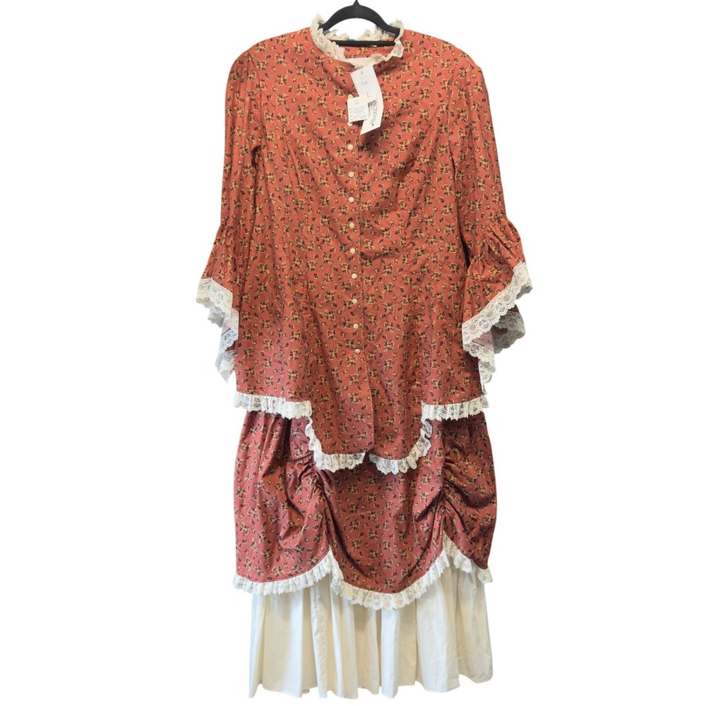 Recollections Emily Bustle Outfit Dusty Brick Red Floral Victorian Set Large NEW